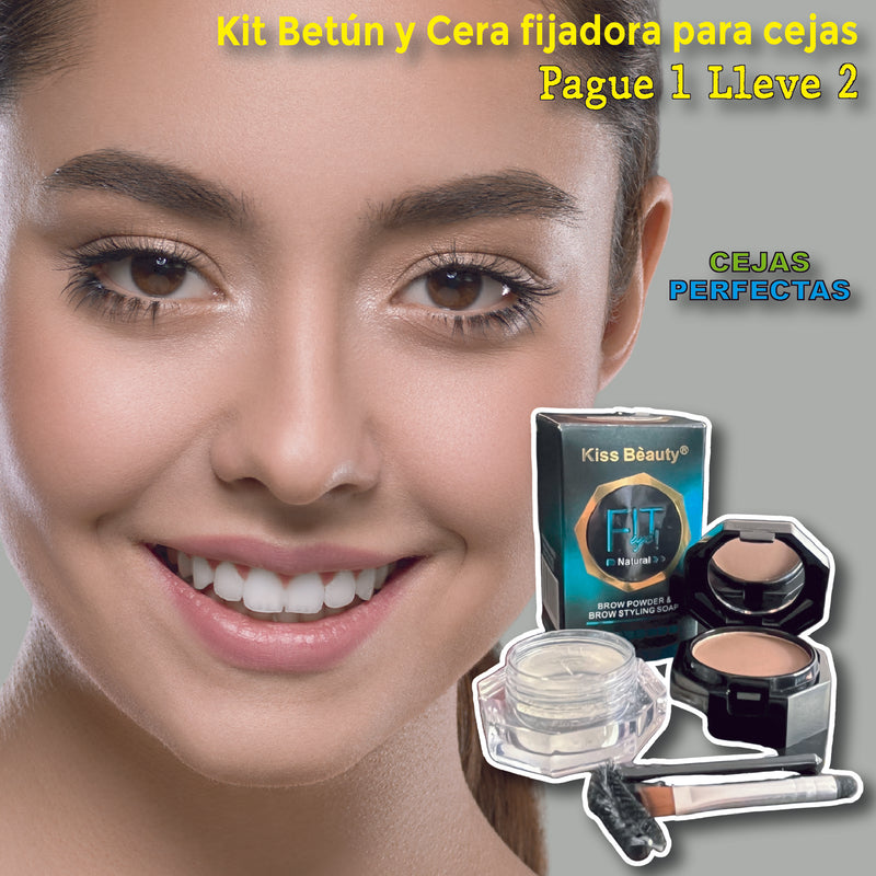 Pague 1 lleve 2 🎁 Kit Betún y Cera fijadora para cejas Kiss Beauty