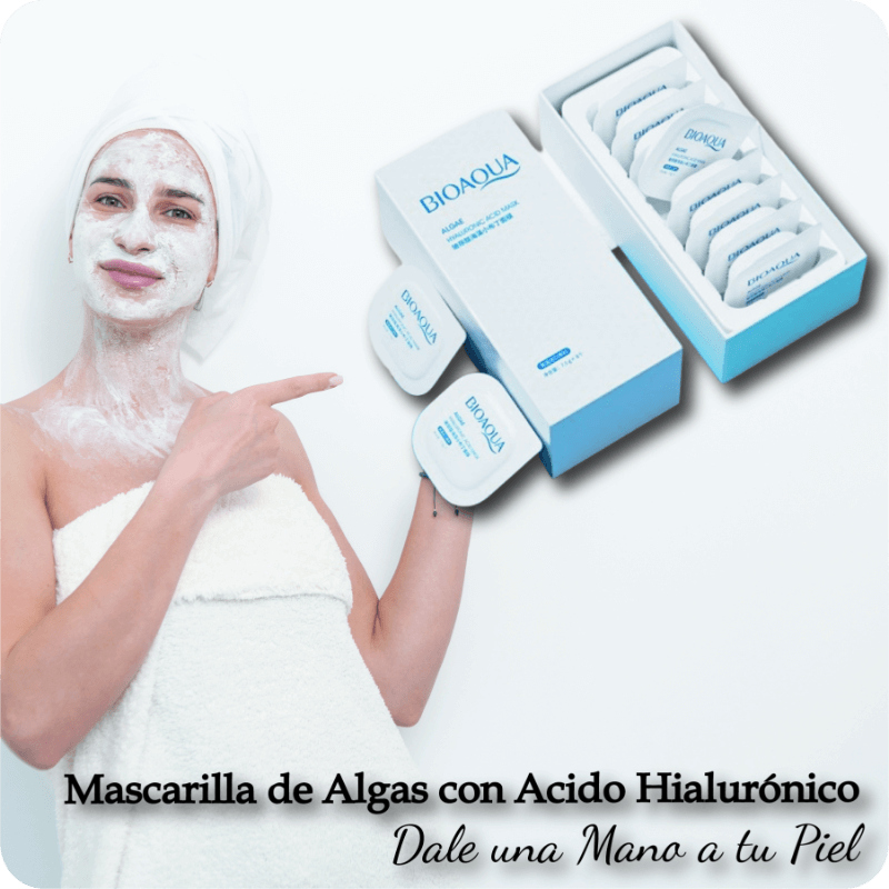 LLeva 2 (Cajas X8) 🎁 Mascarilla de Algas con Acido Hialurónico BIOAQUA