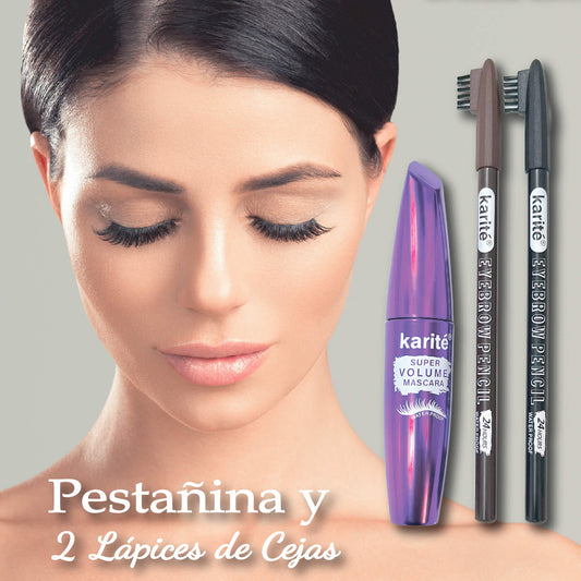 Kit Pestañina + 2 Lápices de Cejas Karitè®