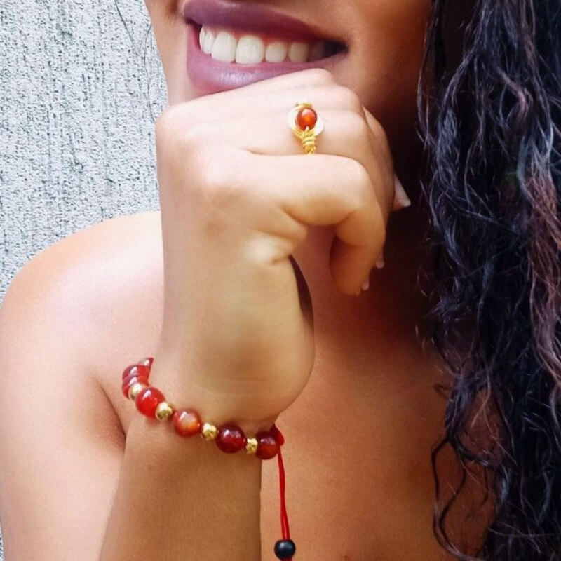 Pulsera de Piedra Cornalina Deluxe 🪷 Protégete de la Envidia y el Resentimiento